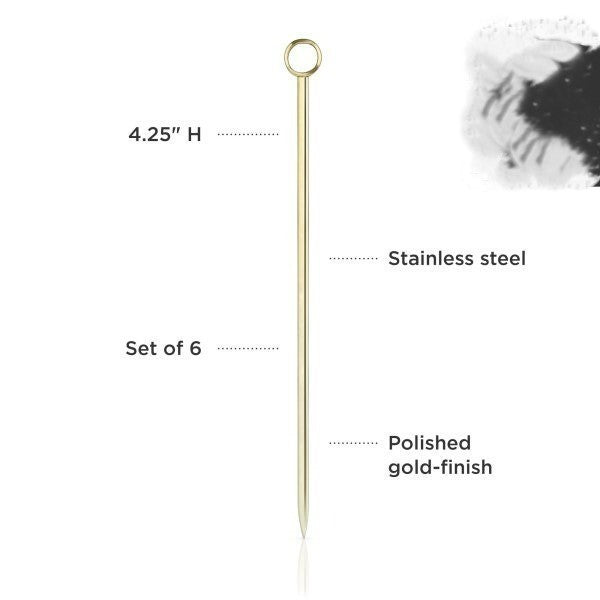 Cocktail Pick Gold, Set of 6