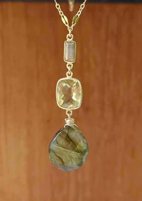 Labradorite Citrine Pyrite Necklace