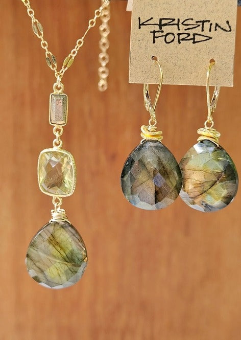Labradorite Citrine Pyrite Necklace