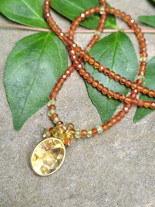 Citrine & Hessonite Necklace