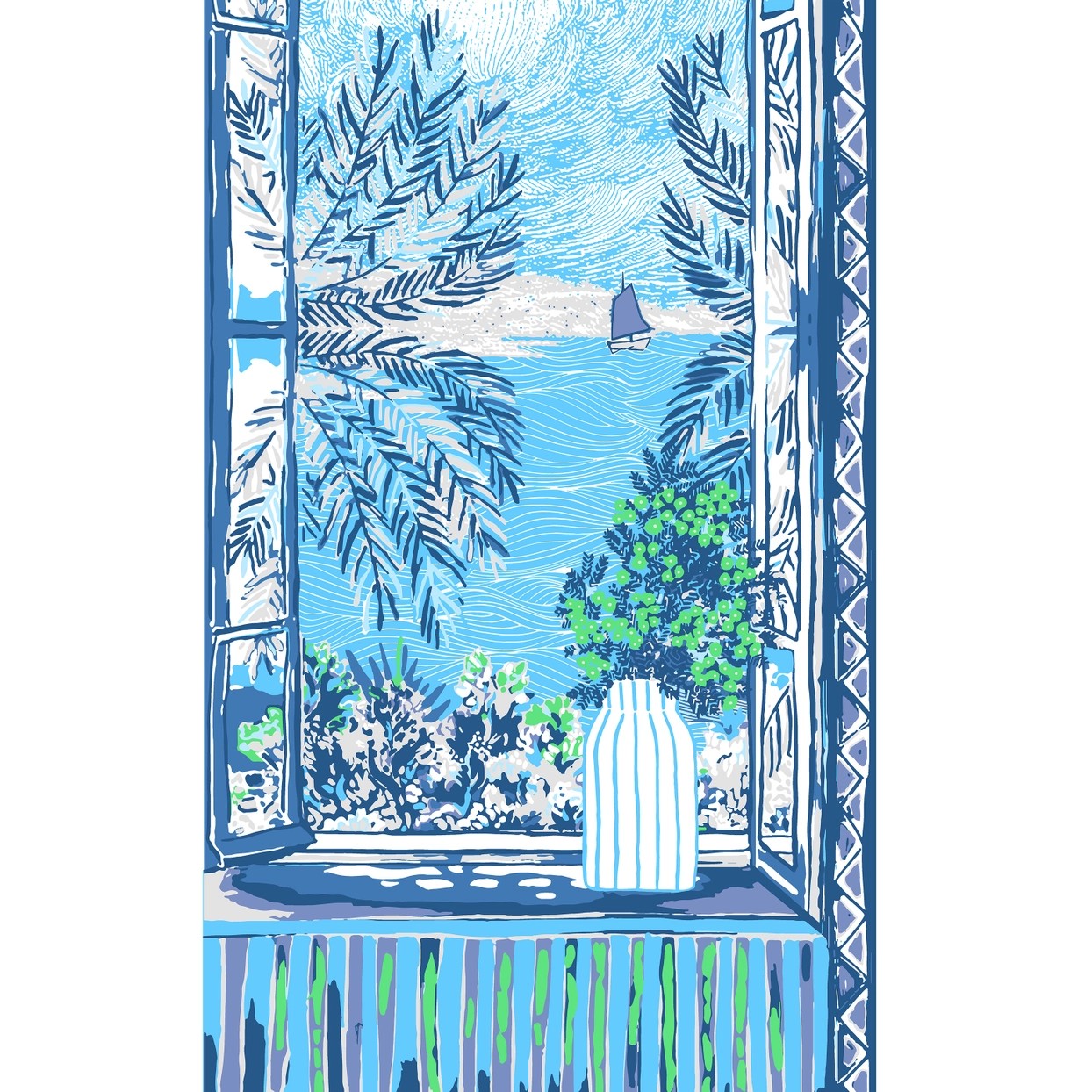 Nice, Blue Cotton Scarf/Wrap