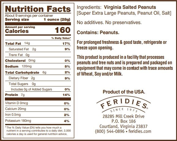 Virginia Salted Peanuts, 9 oz