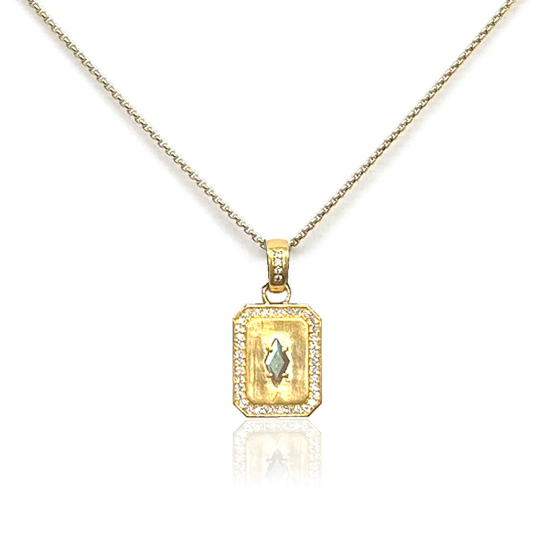 Gold Labradorite Shield Necklace