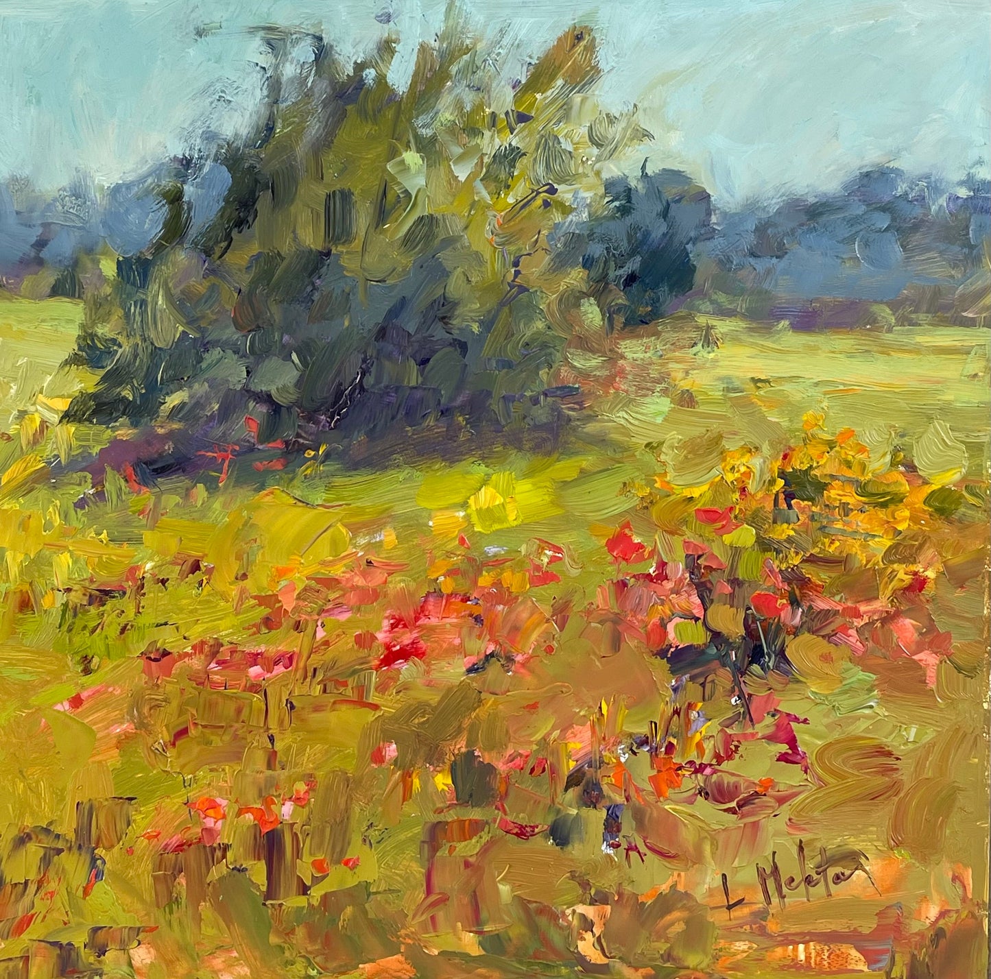 Roadside Blooms, Oil Painting