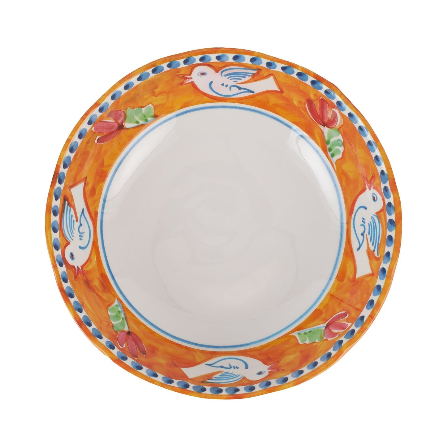 Melamine Campagna Uccello Orange Large Serving Bowl