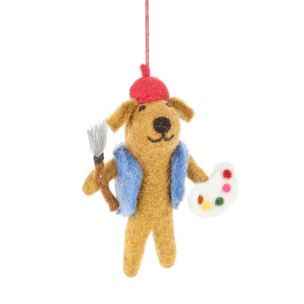 Handmade Painting Pooch Felt Ornament