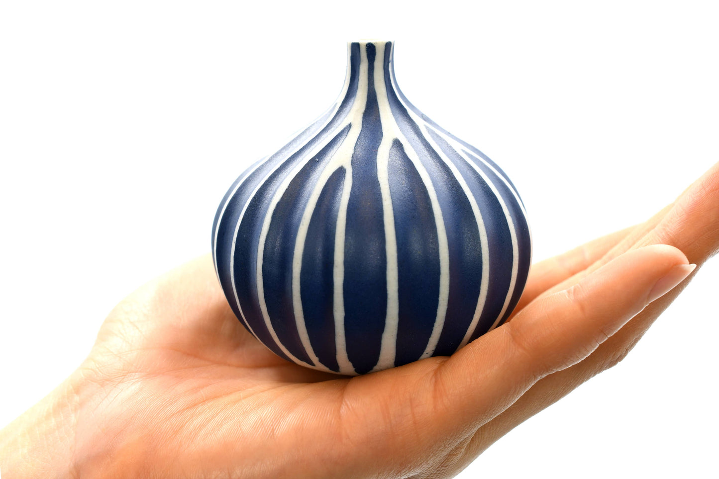 CONGO Small Blue and White Stripe Porcelain Bud Vase