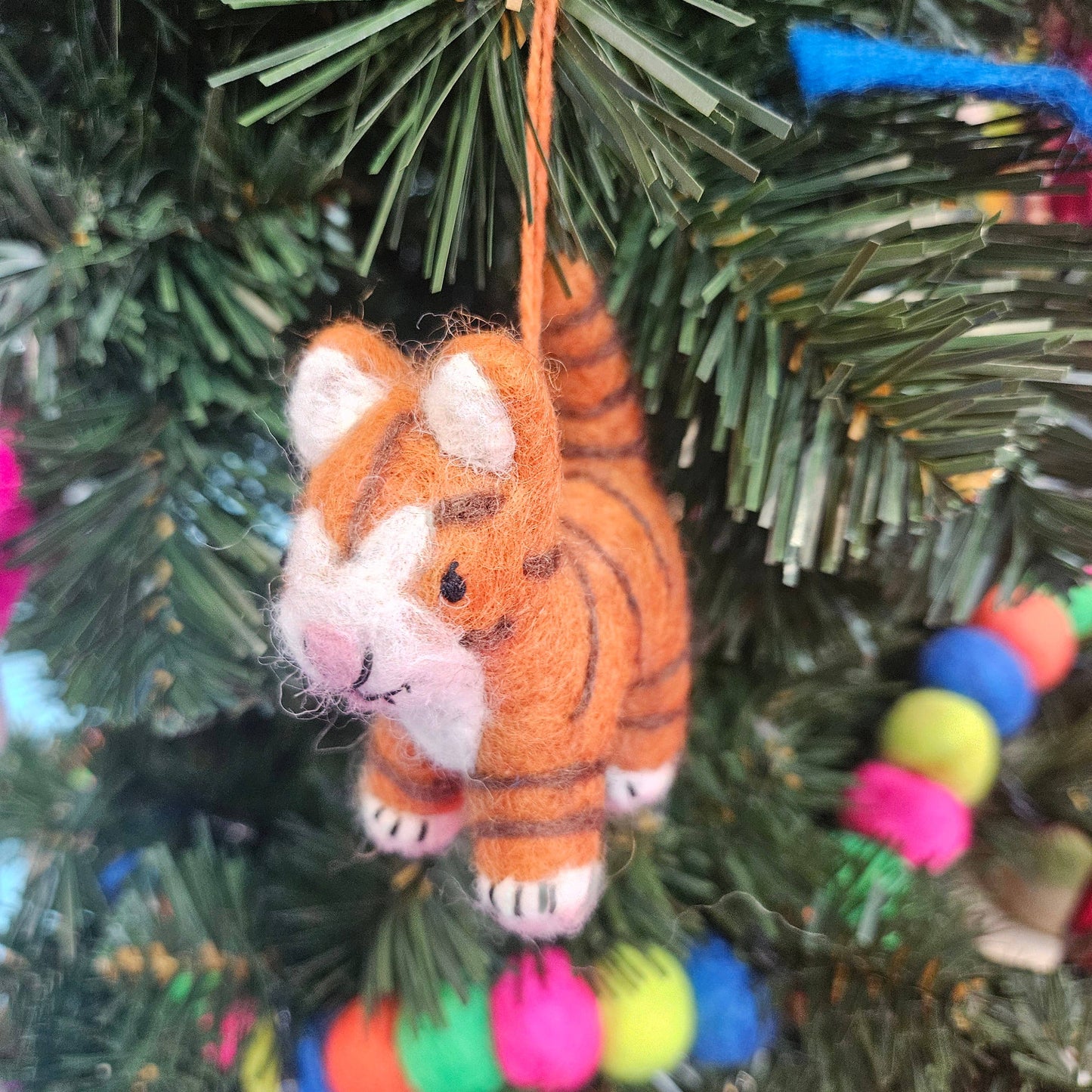 Handmade Felt Colin the Cat Hanging Decoration