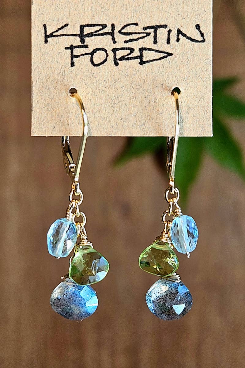 Labradorite, Peridot & Aquamarine Earrings