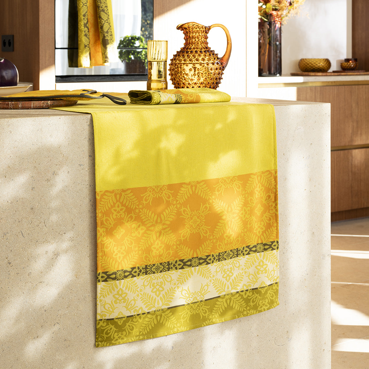 NEW! Mumbai Safran Yellow Tablecloth COATED