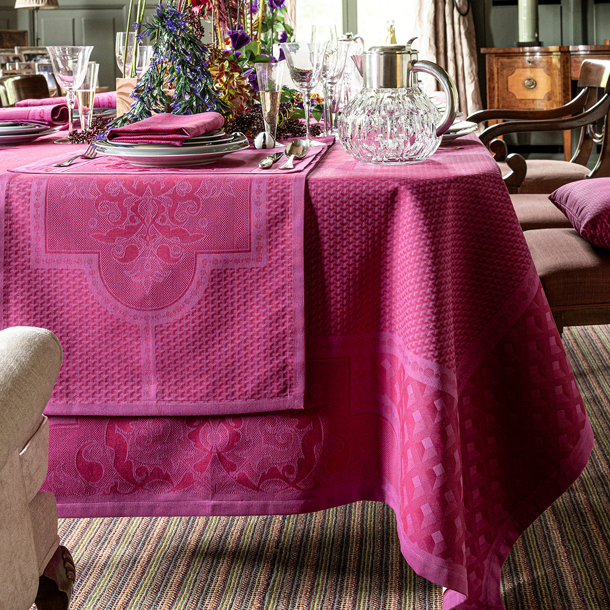 Palais Venetian Pink Magenta Cotton Tablecloth