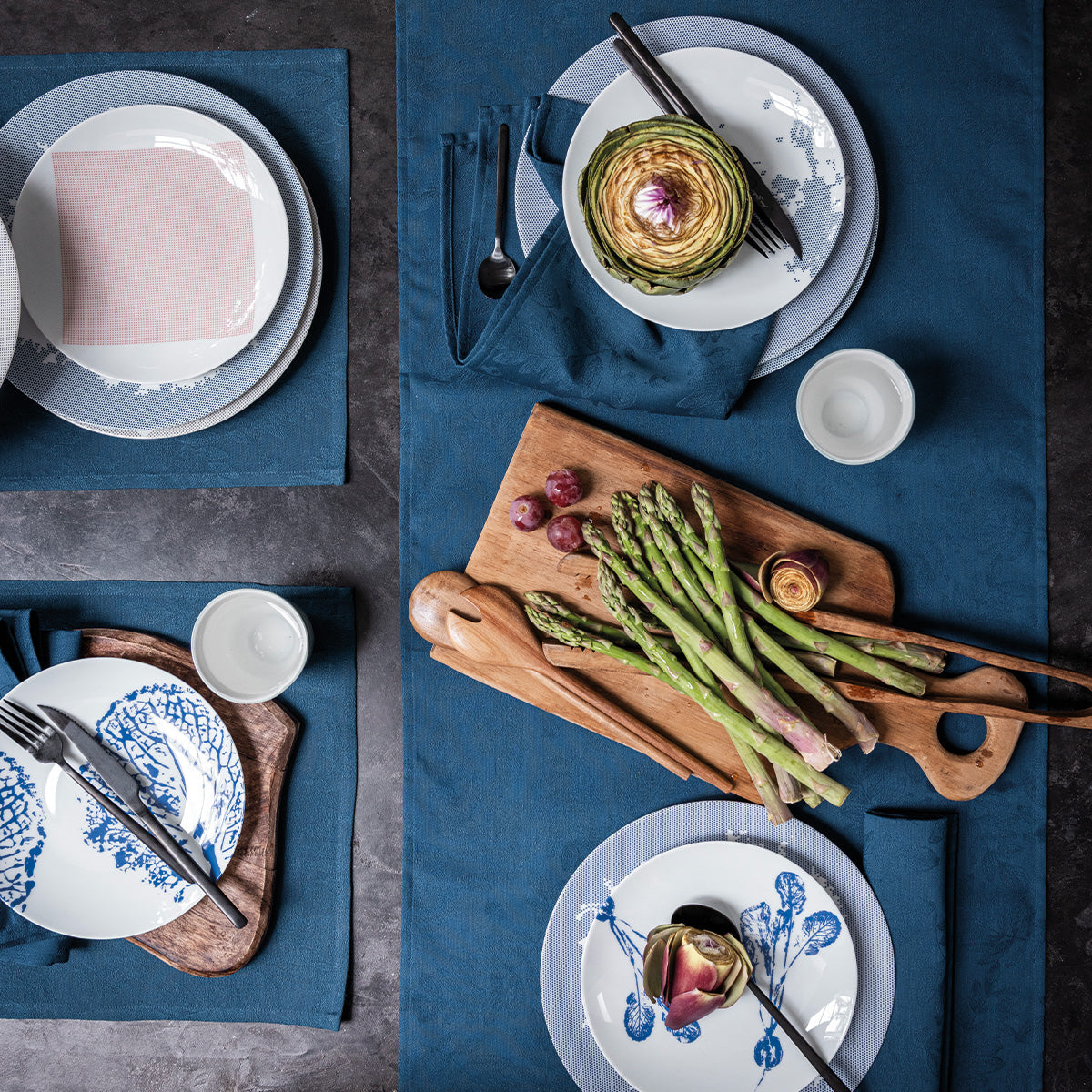 NEW! Vegetal Mood Blue Coated Tablecloth