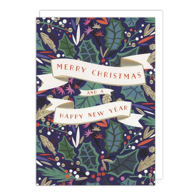 Embossed Holly and Pine Christmas Cards, Boxed