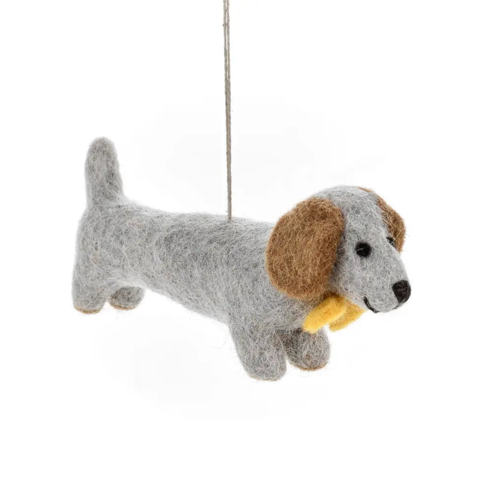 Handmade Dapper Dachshund Felt Ornament