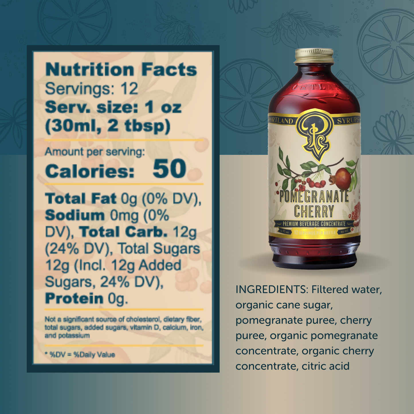 Pomegranate Cherry Syrup 12oz - Cocktail/Mocktail Mixer