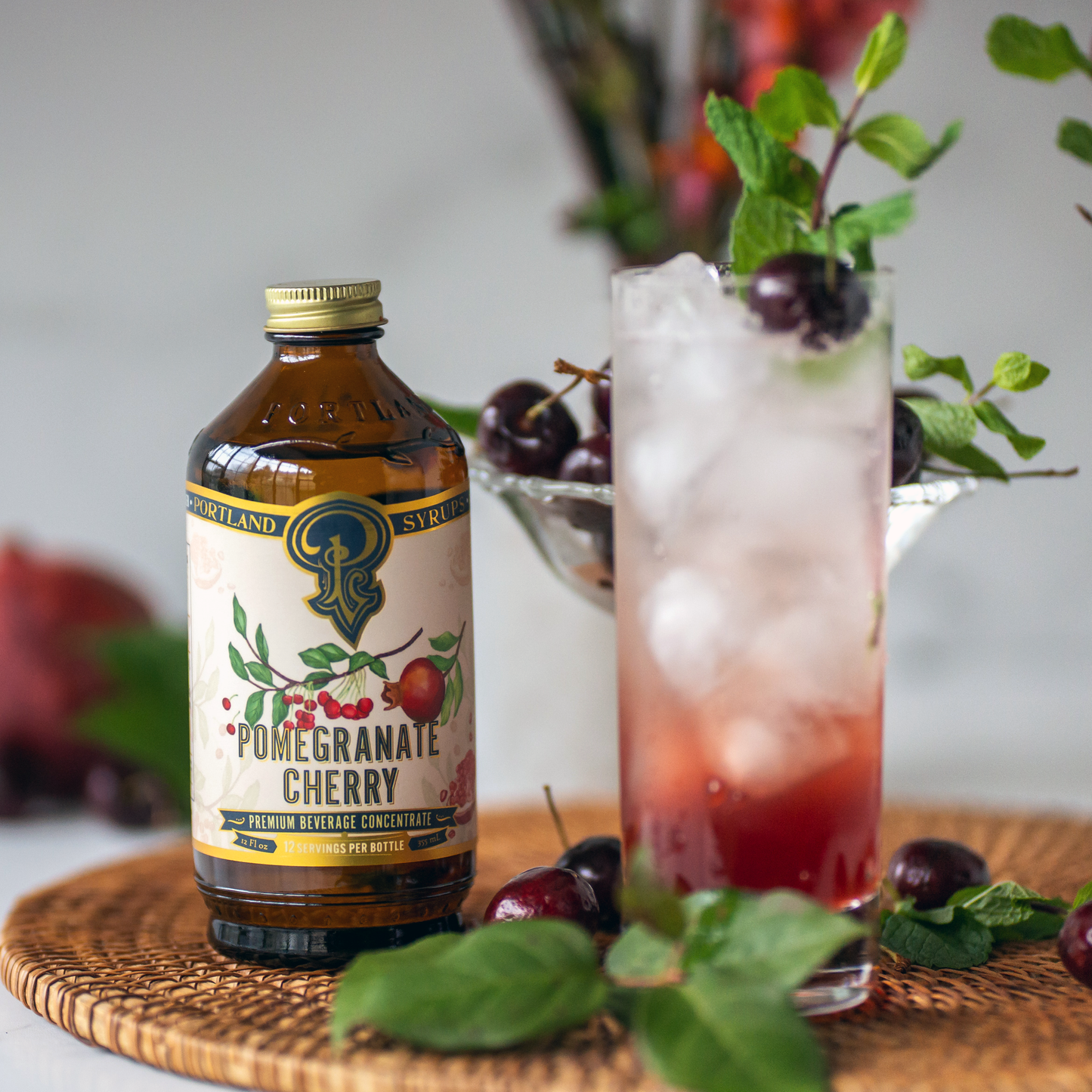 Pomegranate Cherry Syrup 12oz - Cocktail/Mocktail Mixer