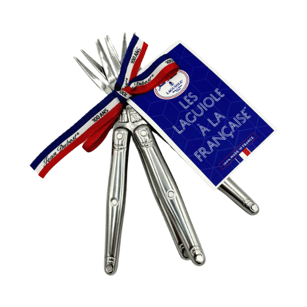 Jean Dubost 4 Cocktail Fork Stainless Steel Set