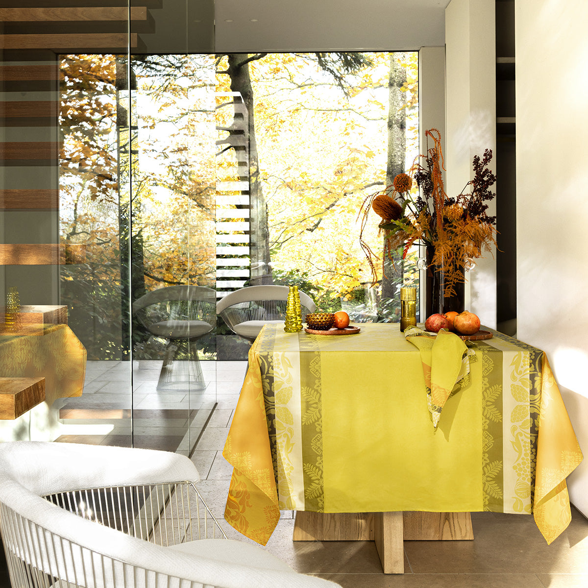 NEW! Mumbai Safran Yellow Tablecloth COATED