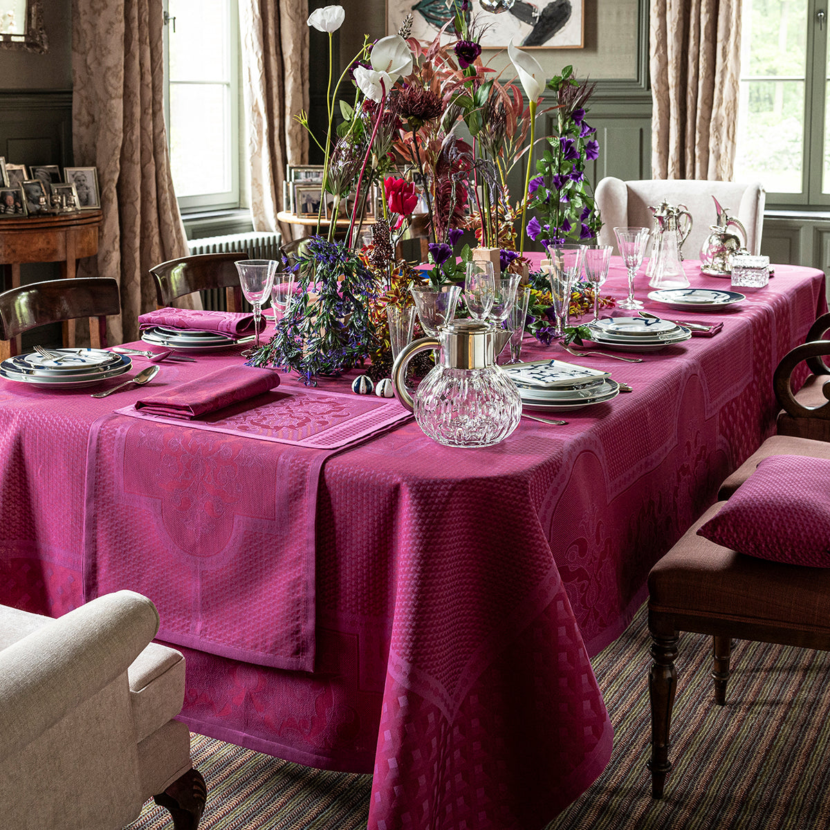 Palais Venetian Pink Magenta Cotton Tablecloth