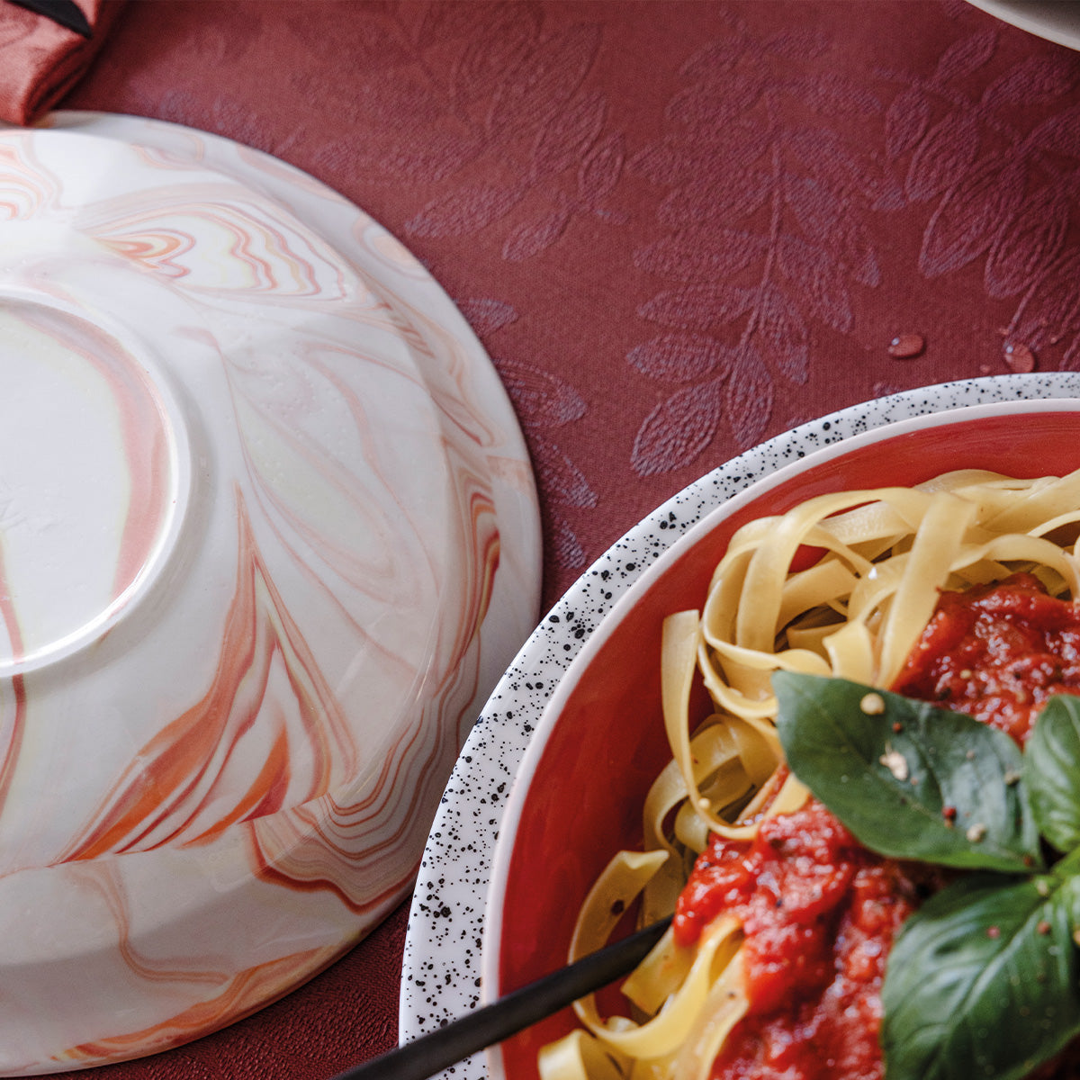 NEW! Vegetal Mood Brick Red Coated Tablecloth