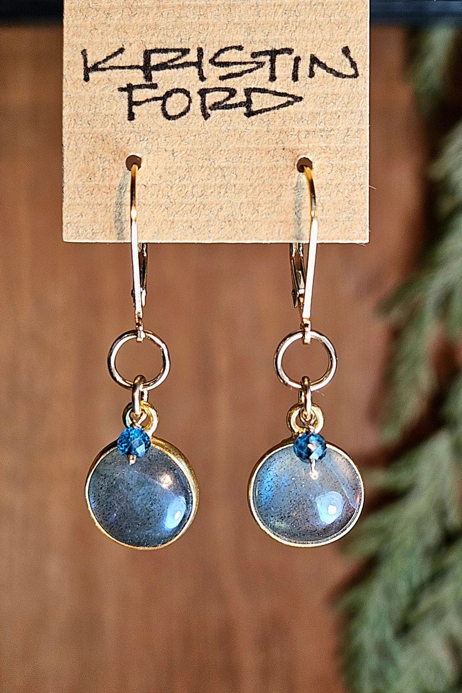 Labradorite Coin Earrings