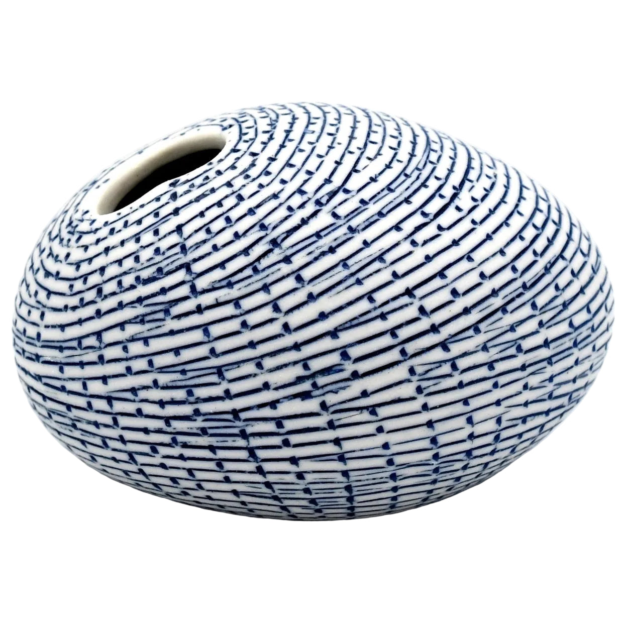 Pebble Basket Weave Blue and White Vase - r. h. ballard shop & gallery