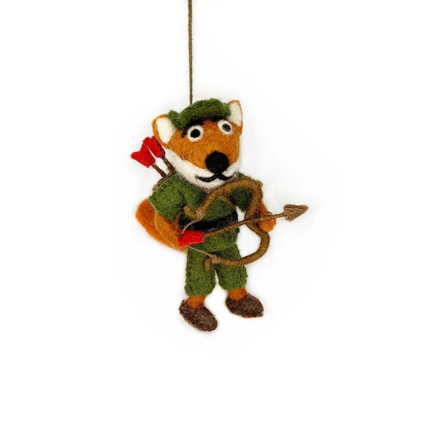 Handmade Fox Robin Hood Felt Ornament