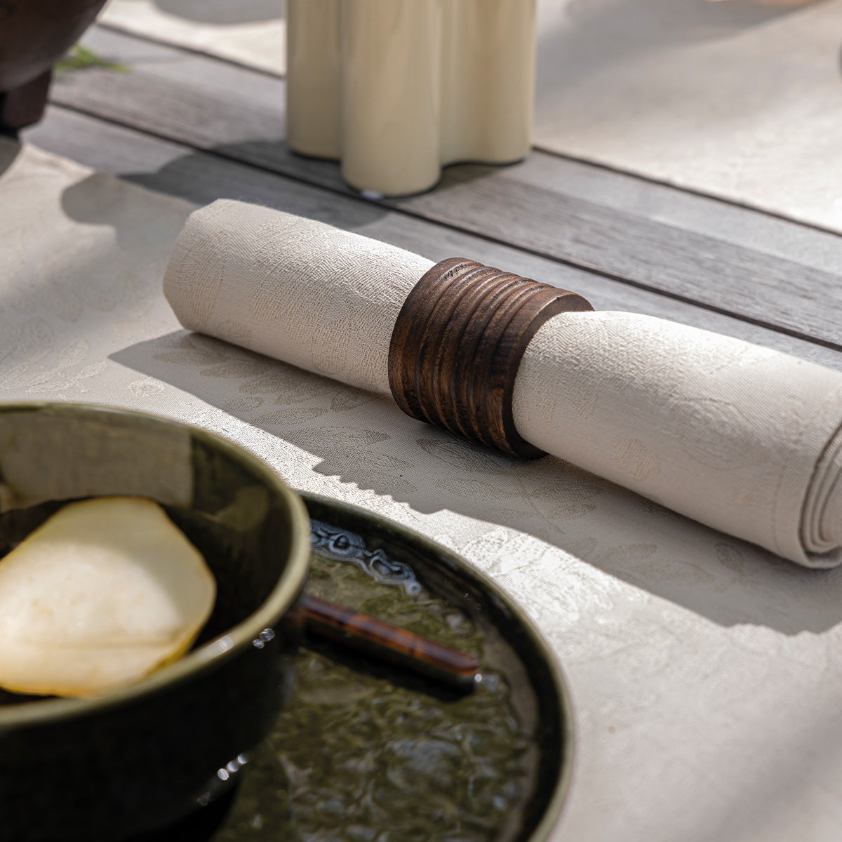 NEW! Vegetal Mood White COATED Tablecloth