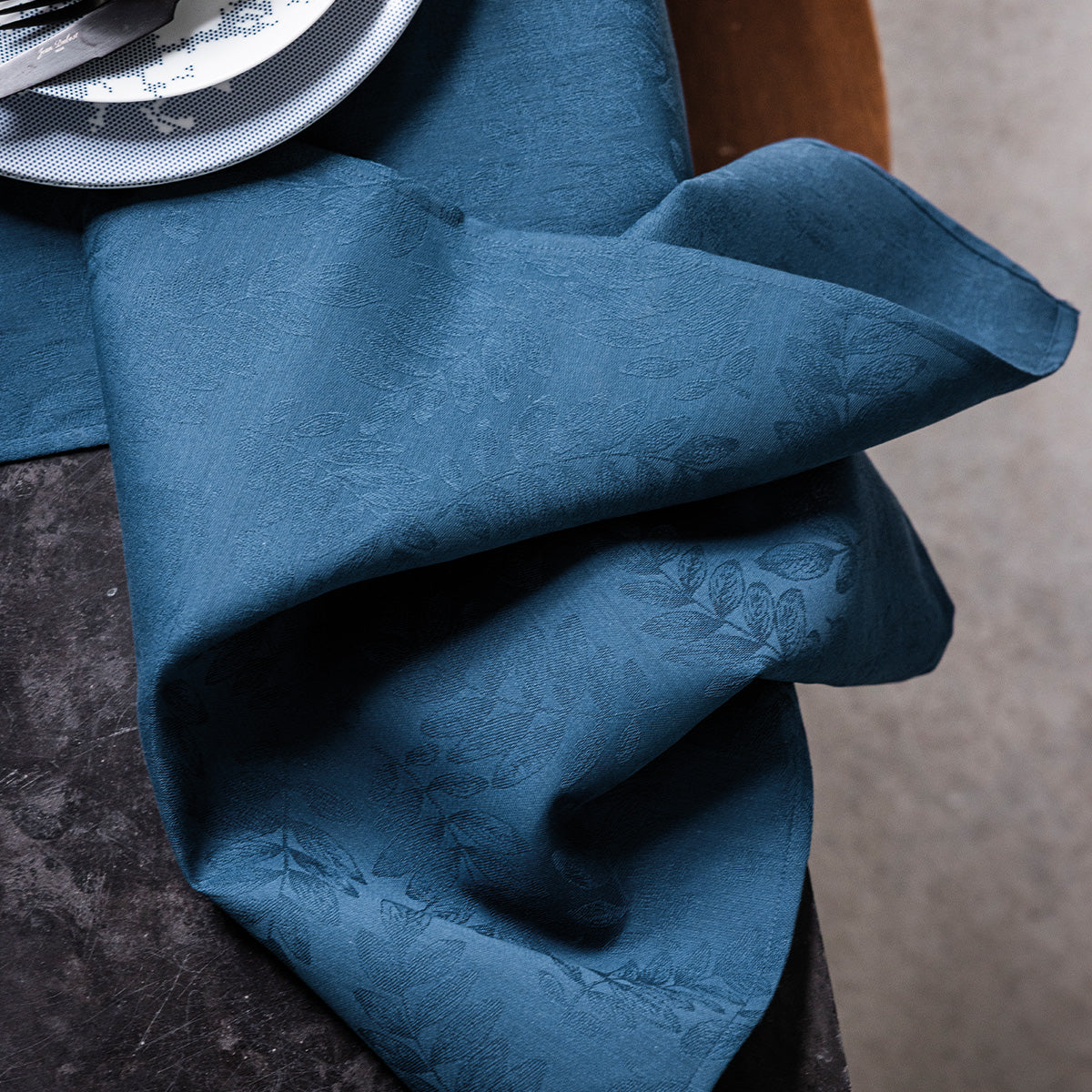 NEW! Vegetal Mood Blue Coated Tablecloth
