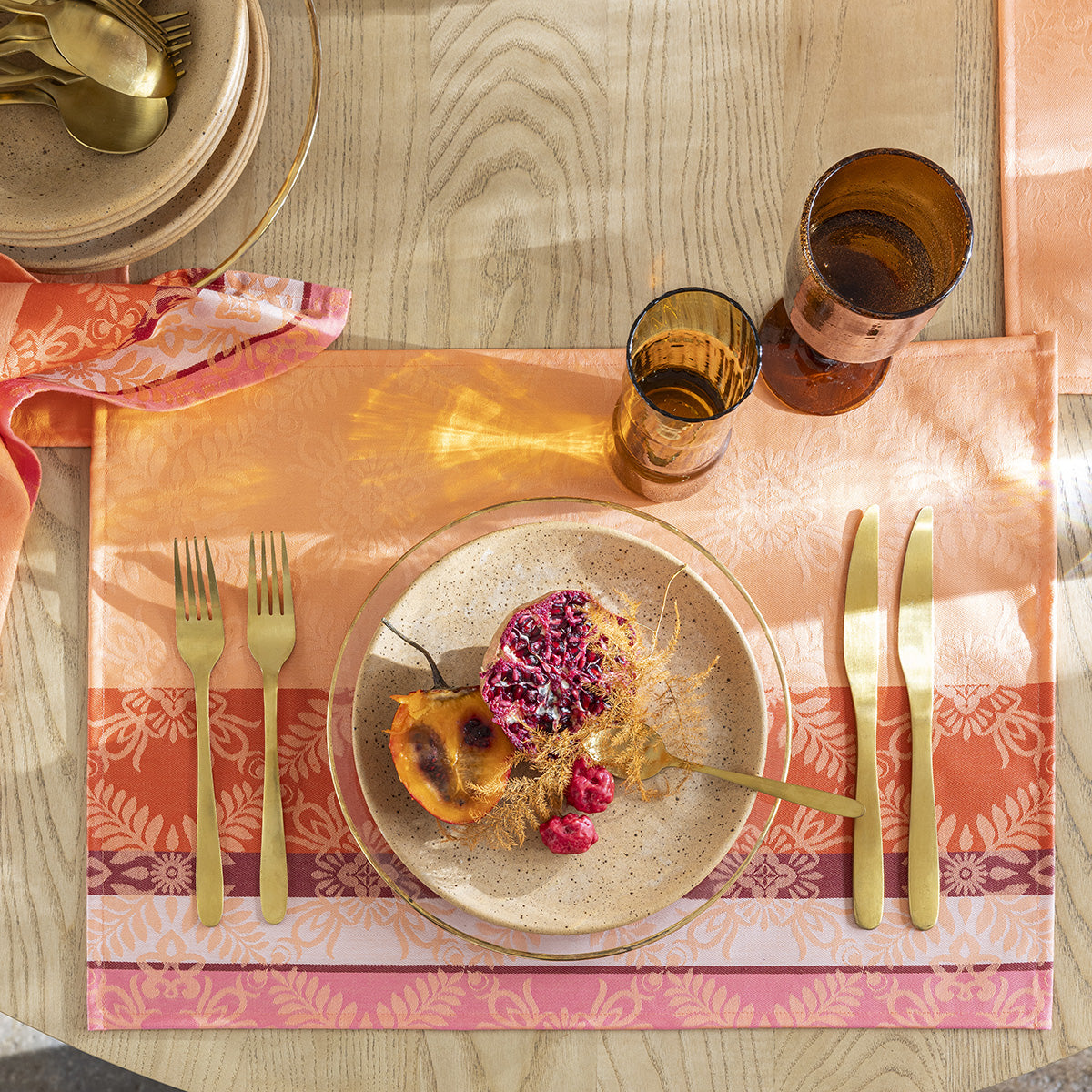 NEW! Mumbai Marigold Orange Tablecloth COATED