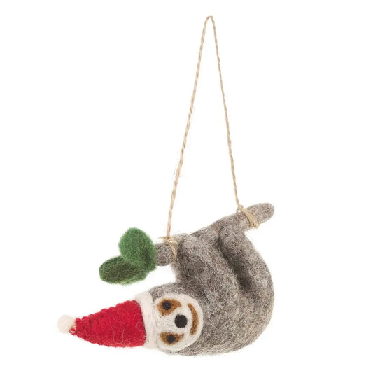 Handmade Christmas Sloth Felt Ornament