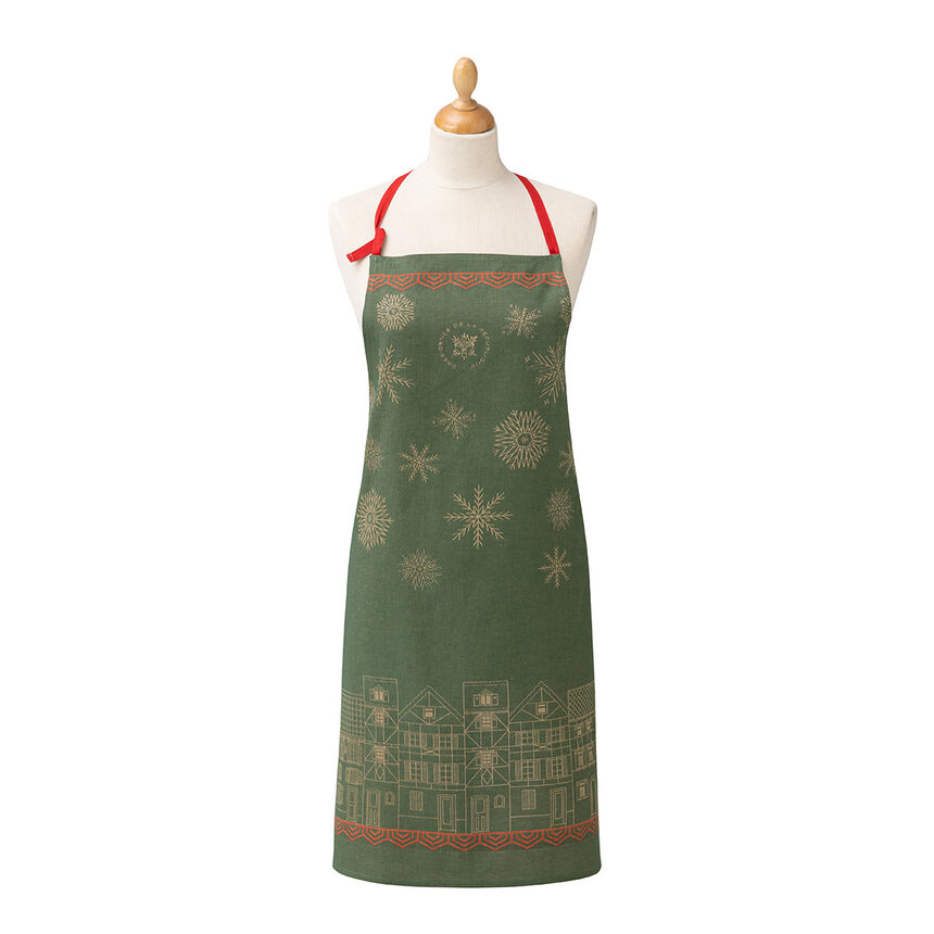 NEW! Village de Noël Green Apron Élysée Cotton