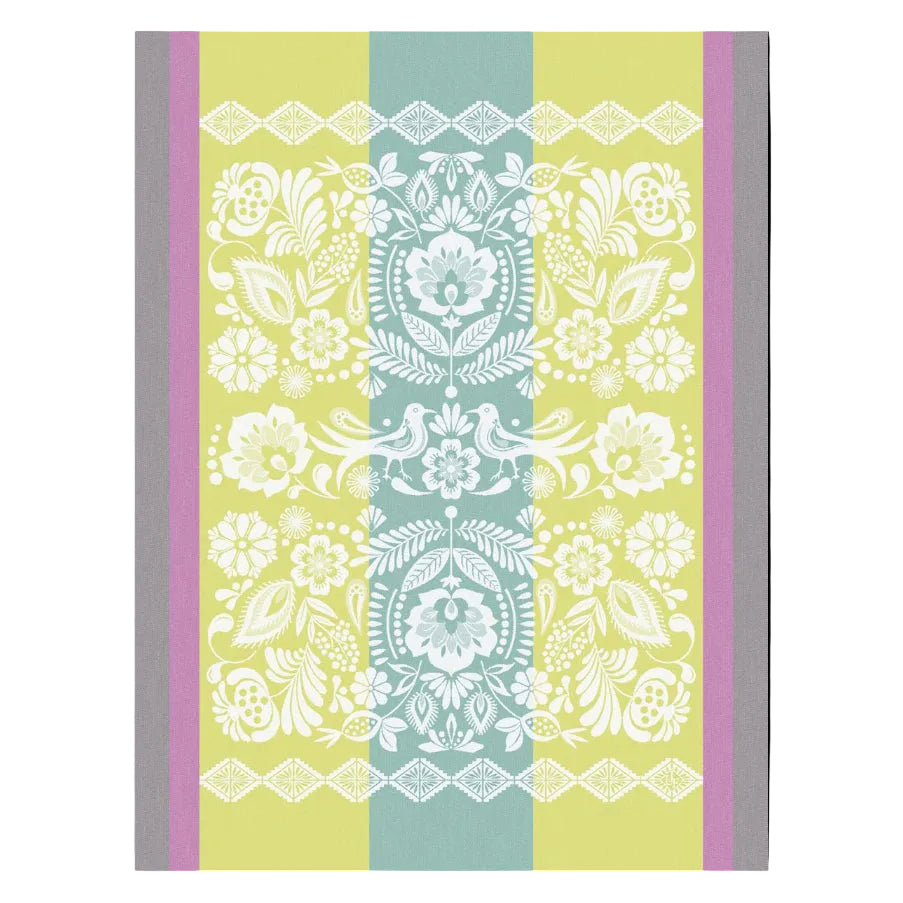 Decorative pattern with floral and lace designs on a striped background