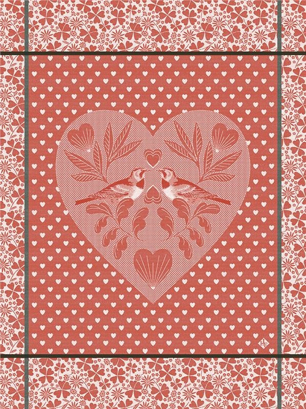 Amour Poppy Red Tea Towel