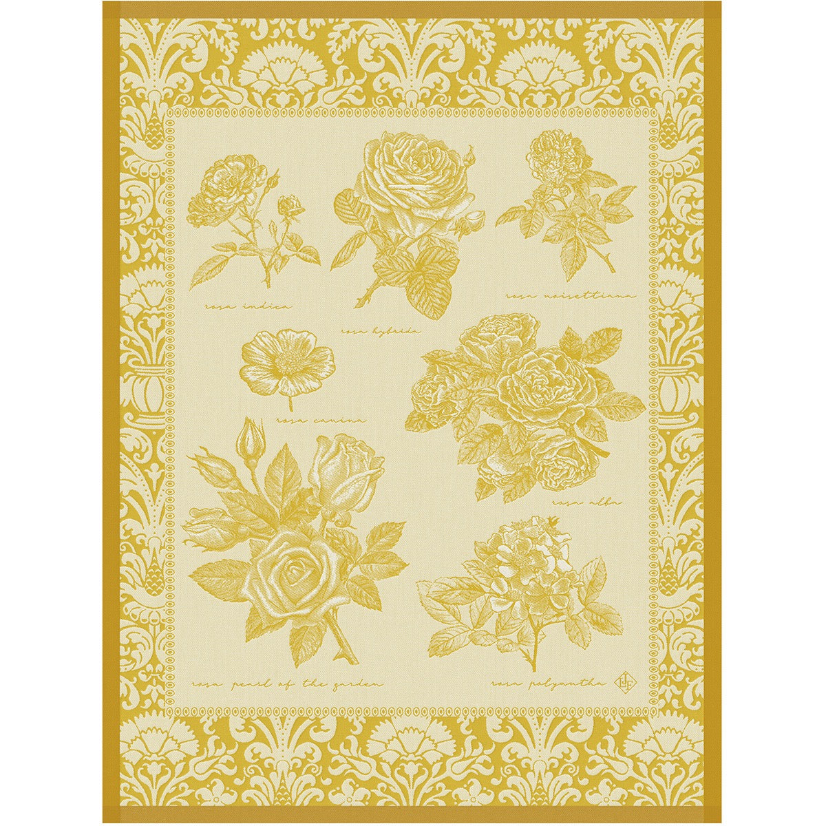 Jardin des Roses Yellow Tea Towel