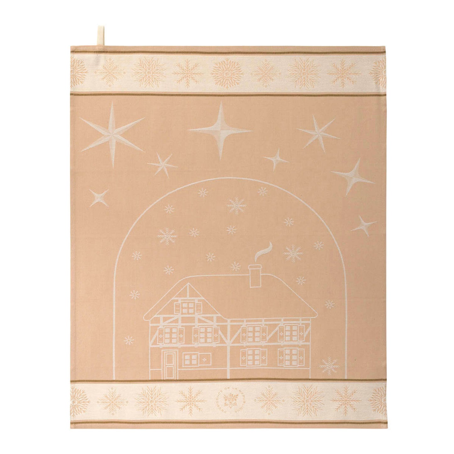 New! Noel au Chalet Dark Beige Tea Towel, Elysee Cotton
