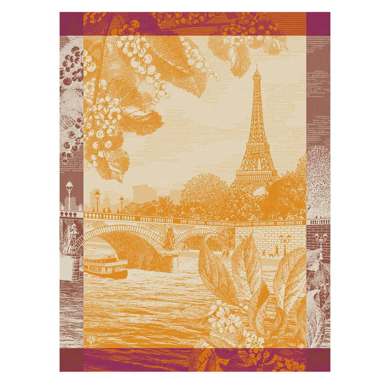 NEW! Paris Sur Seine Orange Tea Towel