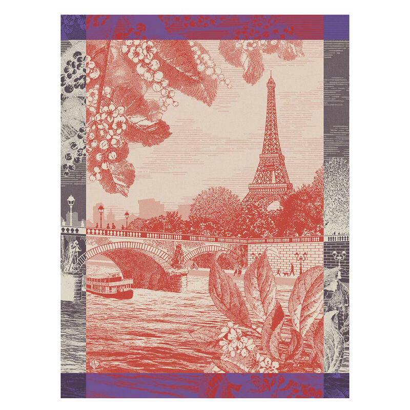 NEW! Paris Sur Seine Red Tea Towel