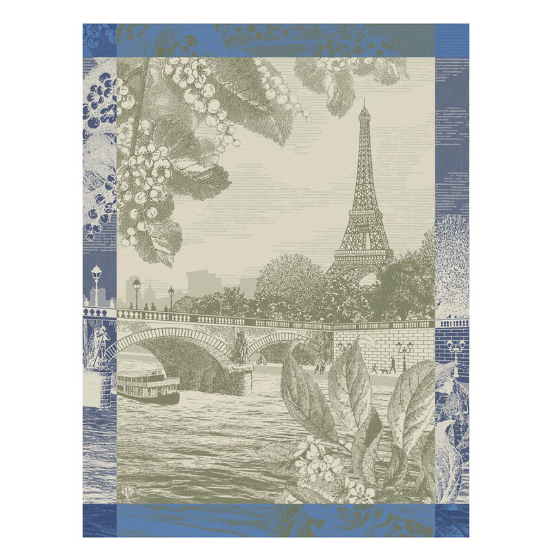 NEW! Paris Sur Seine Blue Tea Towel