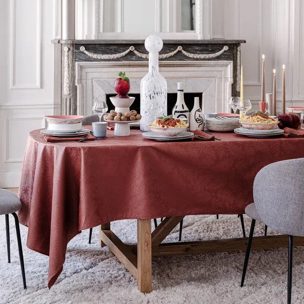 Vegetal Mood Goji Red Coated Tablecloth, 59" x 59"