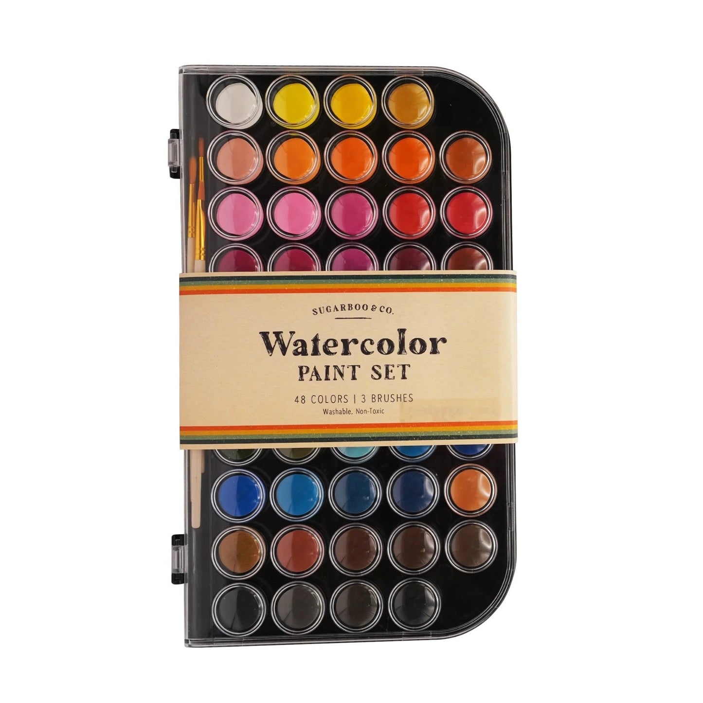 Watercolor Set, 48 Colors, 3 Brushes