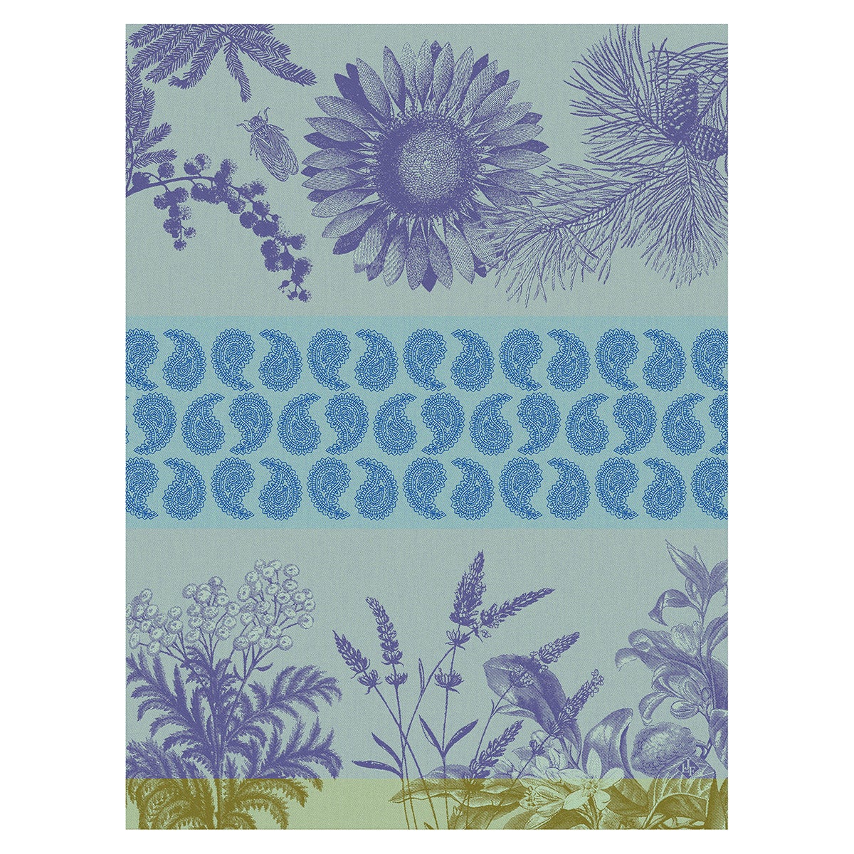 Soleil Au Jardin Blue Tea Towel