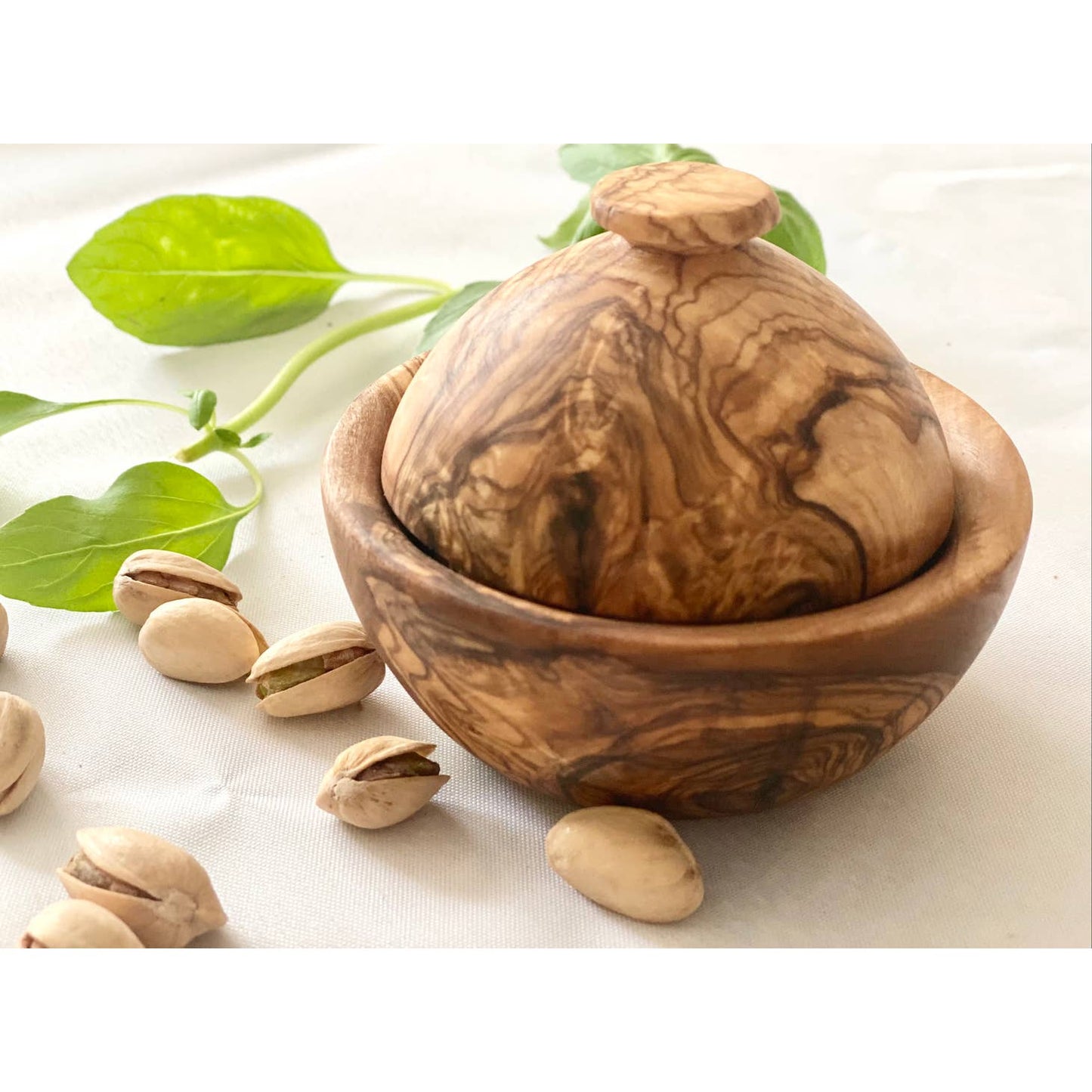 Small Olivewood Bowl with Lid