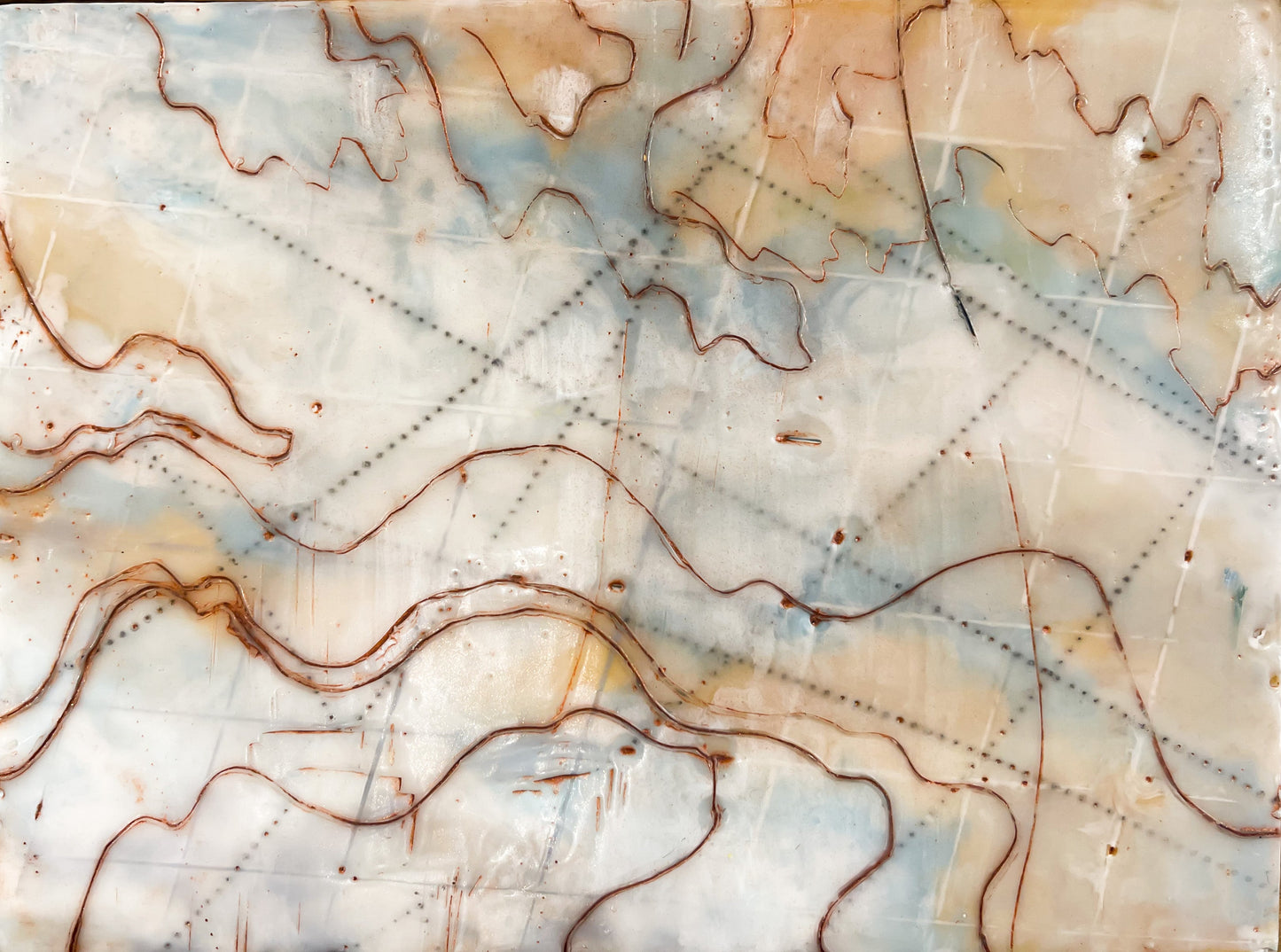 Mapping Series 001, Encaustic
