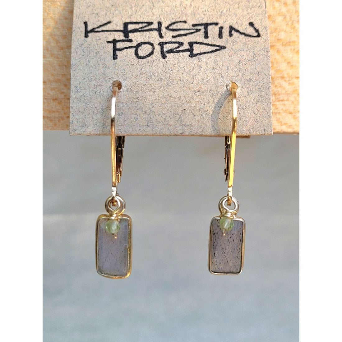 Labradorite & Peridot Bevel Earrings