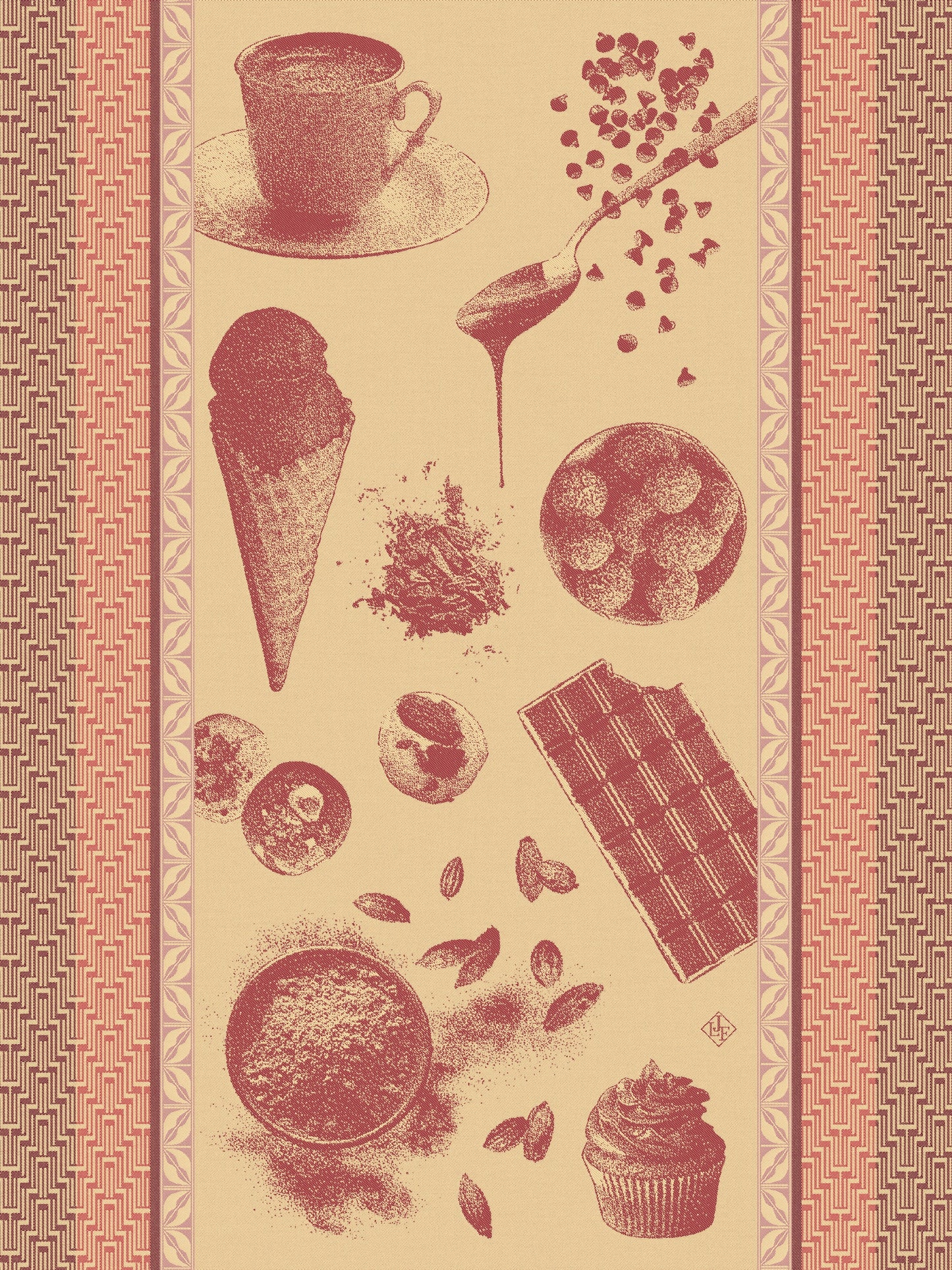 Chocolats Recettes Pink/Red Tea Towel
