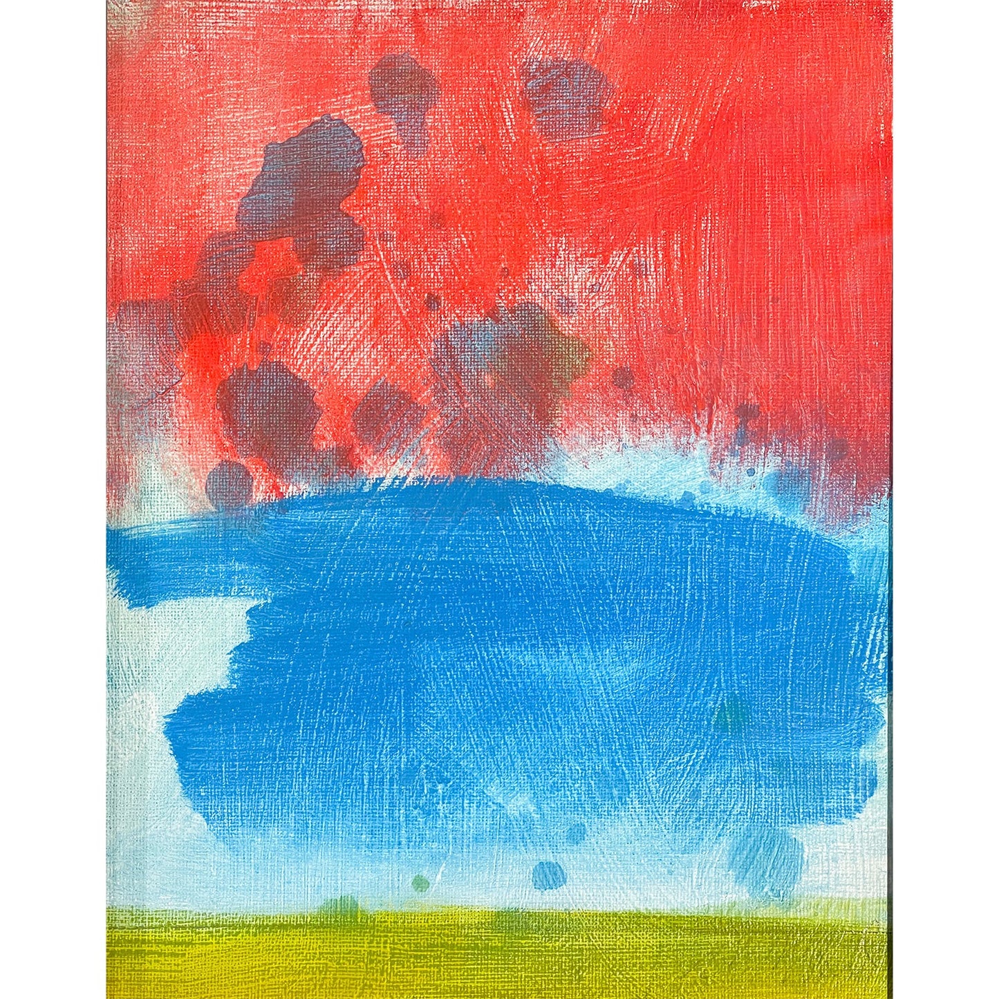 Red & Blue Landscape, Acrylic Painting