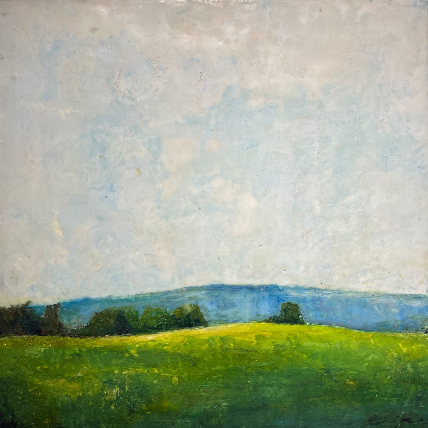 Sky Over A Field, Encaustic