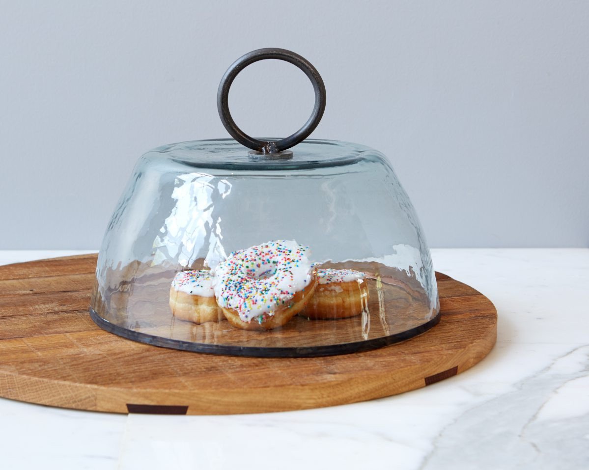 Glass Dome with Iron Handle