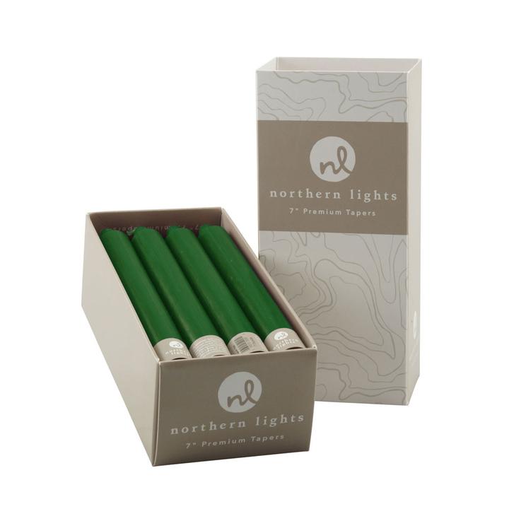 7 inch Hunter Green Tapers - 12 pack